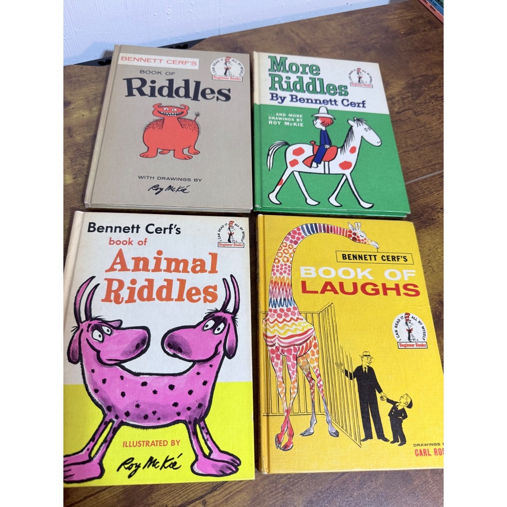 Bennett Cerf Beginner Books Lot 4 Kids Hardcover Vintage 1960s Riddles Dr Seuss